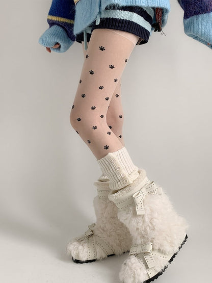 Paw Print Cute Sheer Pantyhose