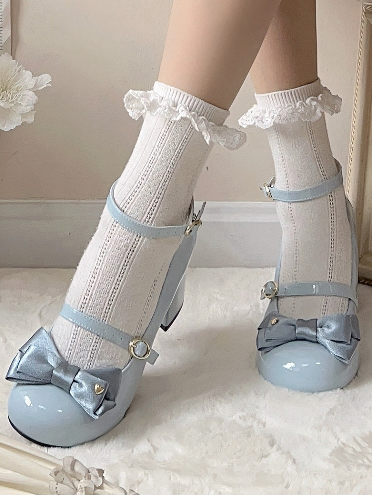 Heel Bow for Sweet Janes Heart Romantic - Accented Lolita with Blue High Mary