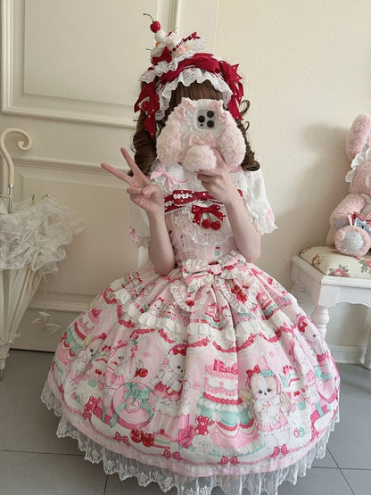 Cakes Kleid Sweet Cherry und Print Pink Lolita