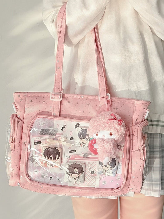 Style Pink Otaku Kawaii Pattern Ita Design Handbag Star-shaped