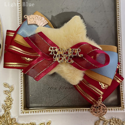 Star Plushie Blue Circus Letter Decorated Light/Dark Haiclip And Bowknot