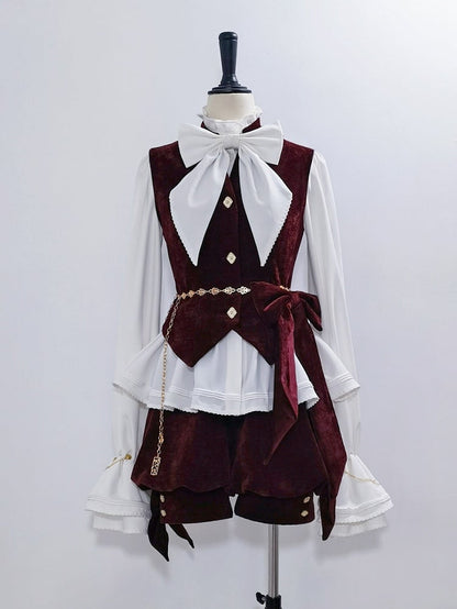 Weste Rotwein Kragen Prince Style Lolita Samt Banded Ouji