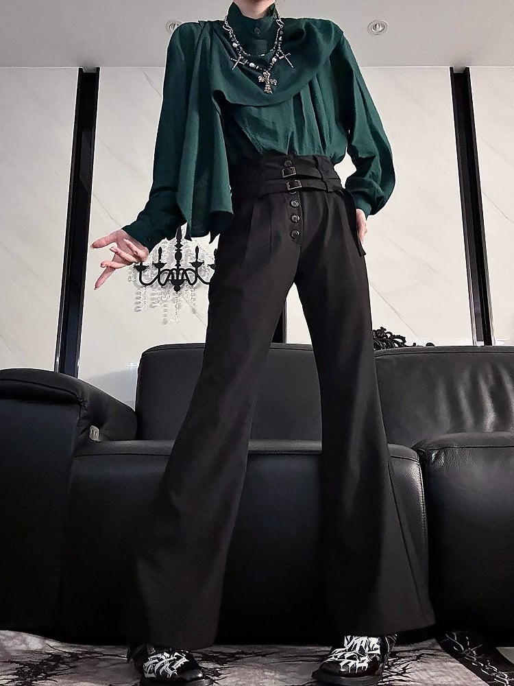 Ouji Elegant Neckline Sleeve Lolita Green Scarf Long Top Dark -