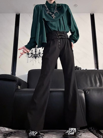 Ouji Elegant Neckline Sleeve Lolita Green Scarf Long Top Dark -