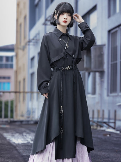 Gothic Tassels Clasp 3D Cheongsam with Metal Black Snake Belt