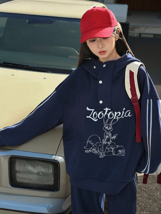 Zootopia Judy and Nick Graphic Navy Blue Hoodie