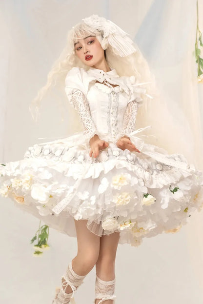 春の収穫 長さ 花柄 35cm/45cm ホワイトホワイト ペチコート