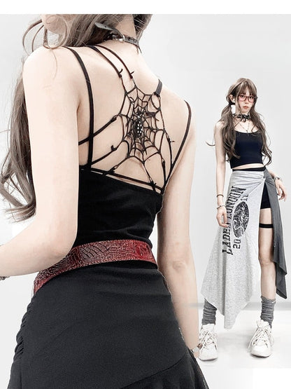Detail Top Cami Glamorous Black Bittersweet Spiderweb