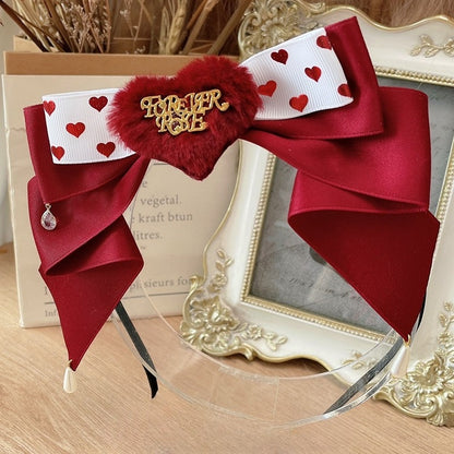 ラインストーンのスイートハートヘアクリップレッドチャームロリータデザインKC