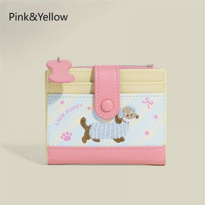 6 Kawaii Embroidery Design Purse Puppy Colors with Coin