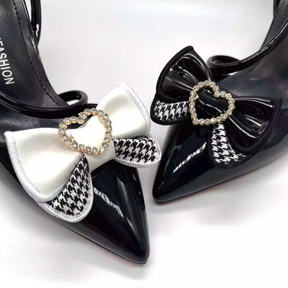 Glossy PU Leather Bow Shoe Clips - Lolita Shoe Accessories