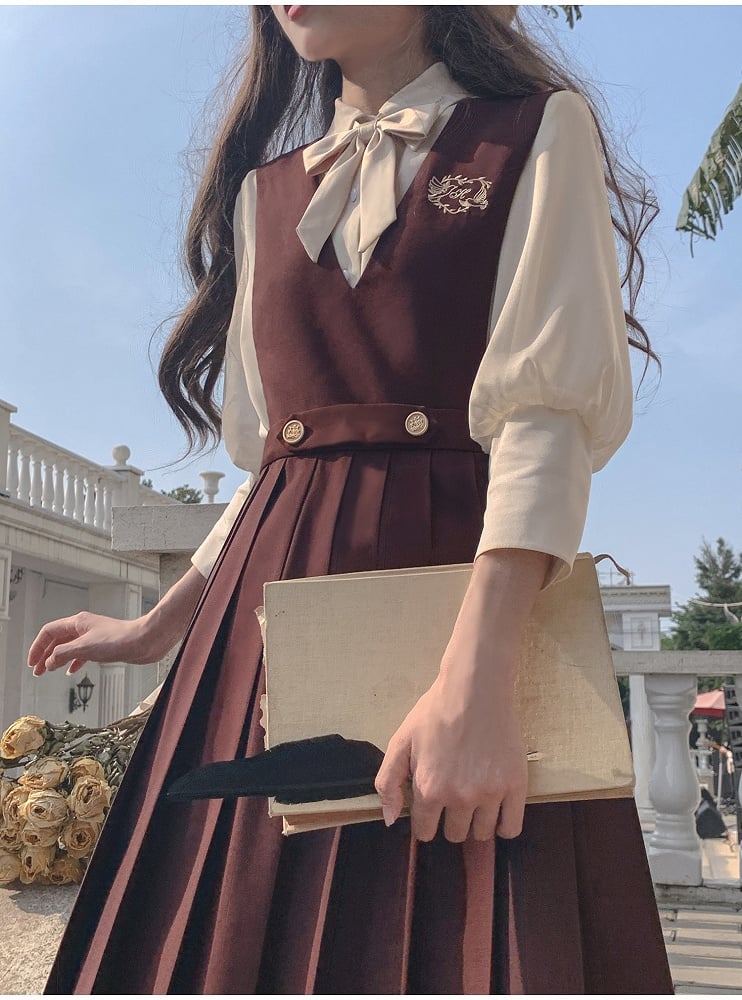 Leg-of-Mutton Yellow Creamy Sleeves Chiffon Shirt