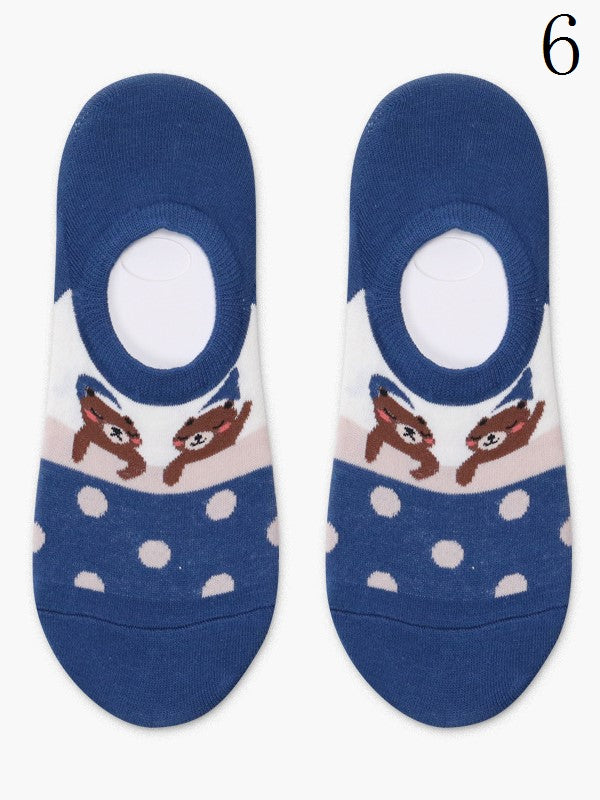 Cake/Apple/Bear/Puppy/Bowknot/Polka-dot/Striped Pattern/Floral Options Socks Ankle Colorful Print 17 With