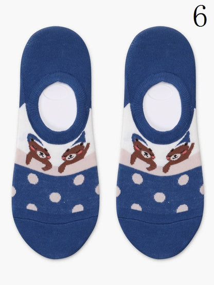 Cake/Apple/Bear/Puppy/Bowknot/Polka-dot/Striped Pattern/Floral Options Socks Ankle Colorful Print 17 With