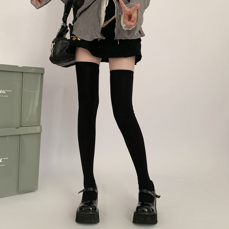 / Knee Gray Black Stockings JK Dark Over