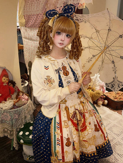 White Embroidered Pattern Elegant Lolita Knit Cardigan - Crucis Universal Tailor Company