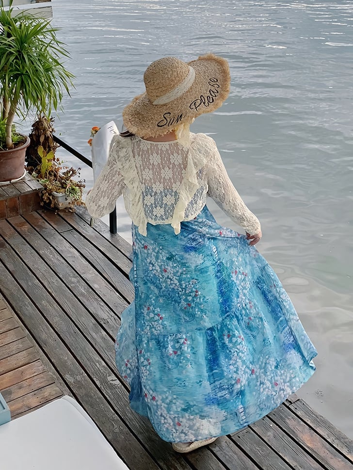 中空レース プラストップサイズストラップ アプリコット セルフタイ