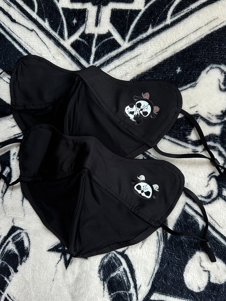 With Black Sun White Protection Mask and Grim Reaper Print Gothic