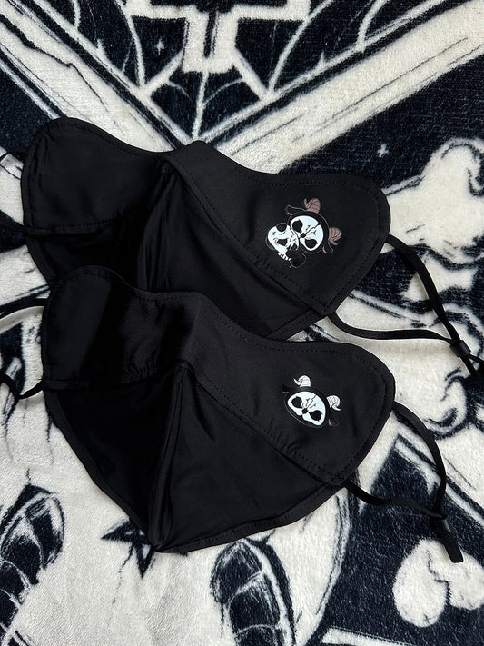 With Black Sun White Protection Mask and Grim Reaper Print Gothic