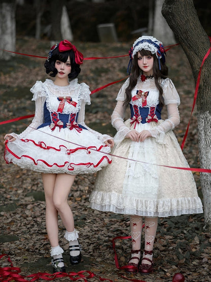 Inspired Version Dress Lace White Lolita Cute Ruffle Multi-Layered Short Snow JSK