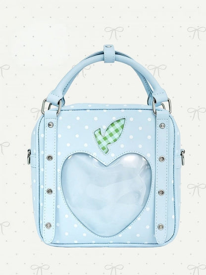Heart Transparent Window Polka Dot Crossbody Bag - DRDR