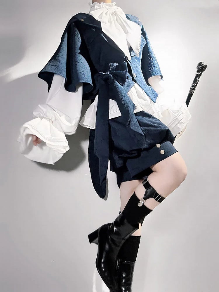 Fashion Ouji Oversized Lolita Blue Hooded Ears Jacket Bunny