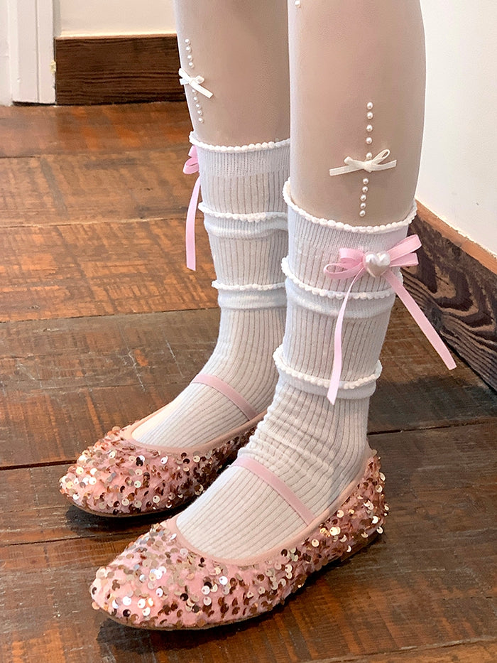 Calf Color Heart 6 Decorated Bowknot Options Loose Beaded Detail