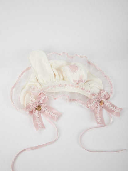 Accents Ivory Pink with Pastel Bunny-Ear Bonnet Lace