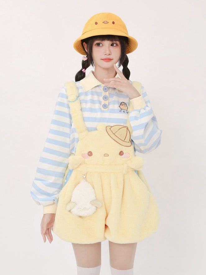 Little Chicken – Blau gestreiftes Langarm-Top