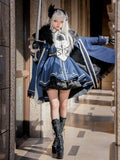 XXL Goldmantel Blauer Rock + Set Cape Shirt Jabot Besatz Ausverkaufsgröße Voll Lolita Militär und