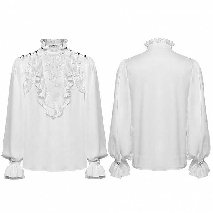 White Men's Gothic Glamorous Pullover Shirt
