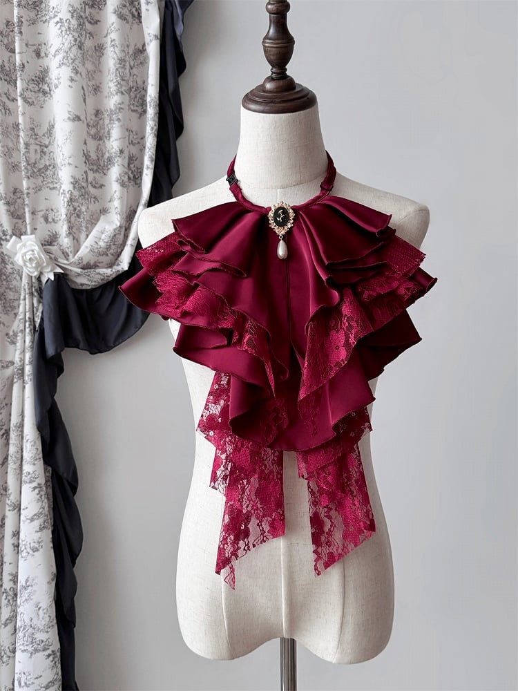 Black Tie Jabot Gorgeous Red / White