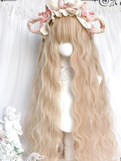 Blonde Bangs Wigs Full With 80cm Long Wavy
