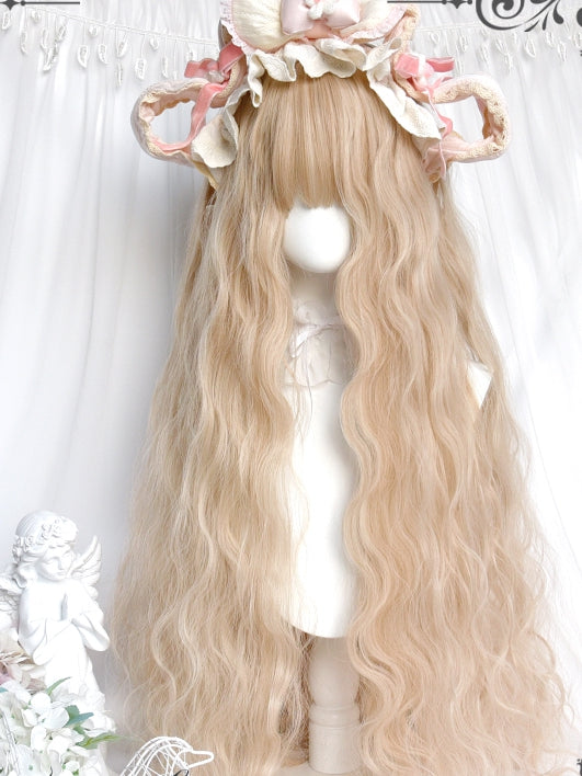 Blonde Bangs Wigs Full With 80cm Long Wavy