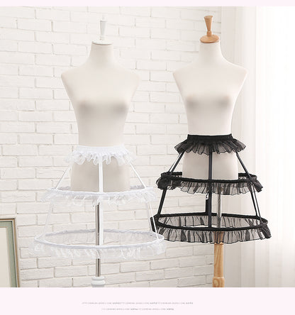 Adjustable Birdcage Fishbone Petticoat with Elastic Waist & Hollow Design in Black - Manilo