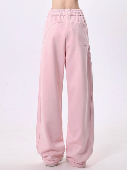 Waist Cozy Pink Sweatpants with Drawstring
