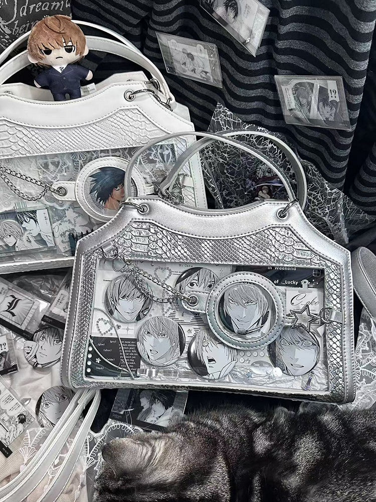 Silver Snake Scale PU Ita Shoulder Bag