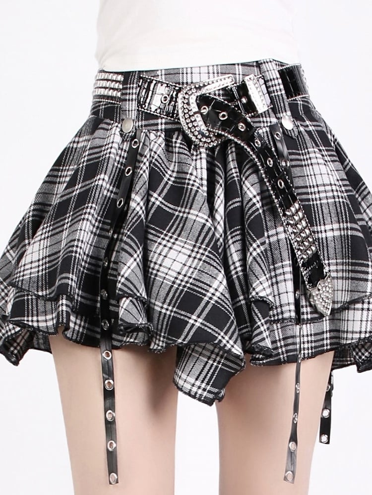 Y2K Style Black Rhinestone Embellished Buckle Belt