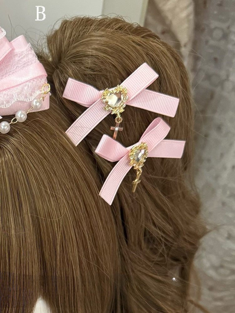 Strass-Design Herz Haarspangen Rosa Kreuz Perlen Blumen Bowknot Charm + dekoriert Haarspange