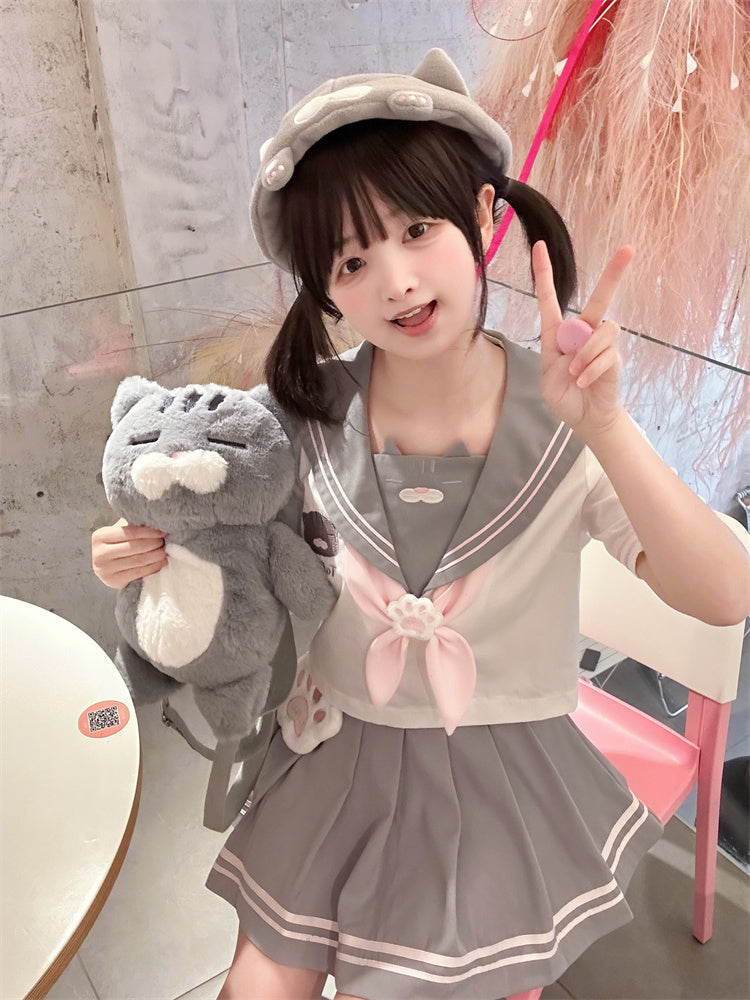 Design Neckline JK Kitty Gray and White Sailor Collar Uniform