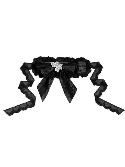 4-Color Bow Lace Hairband with Floral Embroidery - Yimu Walnut