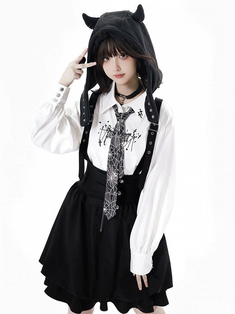with Black Overall Strap Adjustable Bubble Skirt
