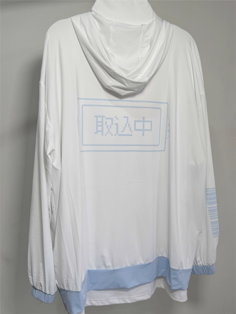 Hooded Full-Zip with - Blue Tenshi Jacket Banded Front Protection Kaiwai Sun Light Collar