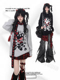 Design with Punk Rock Sweater Plush Black/Gray Guitarist Cartoon
