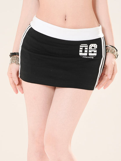 ローライズナンバープリントミニスポーツスカート ブルー/ブラック