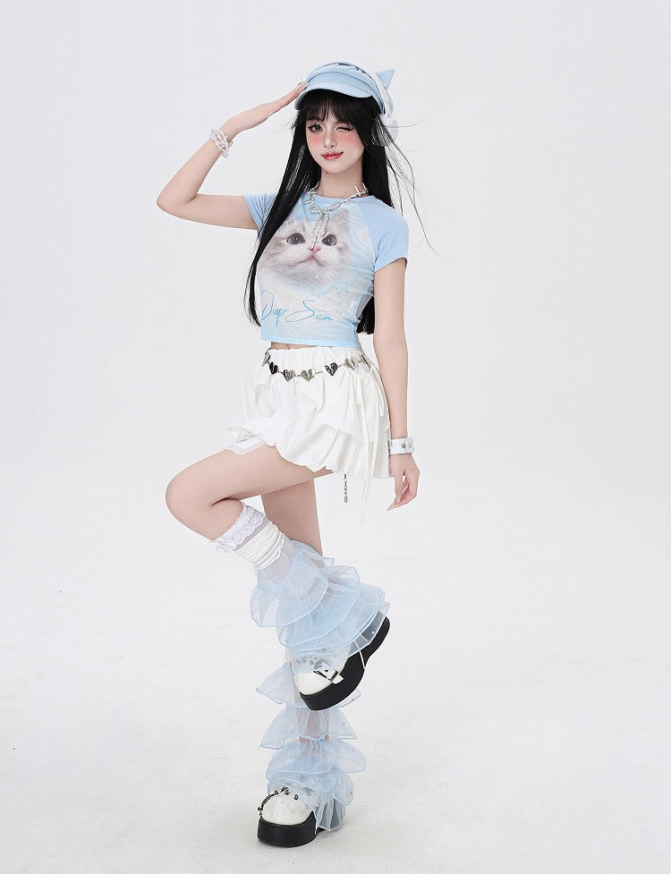 Skirt Ways White Three Wear Top/Bubble