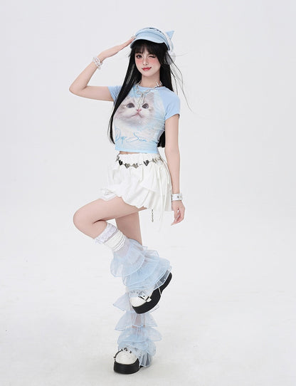 Skirt Ways White Three Wear Top/Bubble