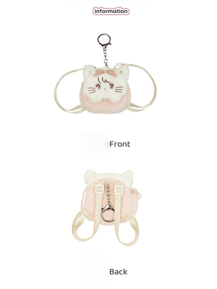 Cute Chain White Purse Coin Pink Plushie Key Kitty-shaped