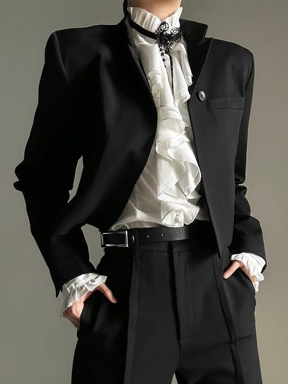 Elegant Choker Teardrop Ouji Necklace Bead Black Pendant Flower Chains with Lace Lolita