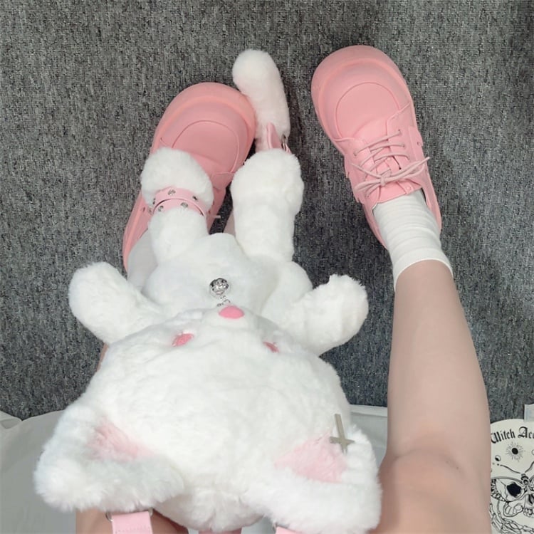 Weißer süßer Kätzchen-Plüsch-Rucksack